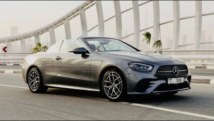 Mercedes Benz E200 Convertible 2021 GRAY RENTAL IN DUBAI - undefined